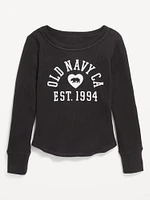 Long-Sleeve Logo-Graphic Thermal-Knit T-Shirt for Girls