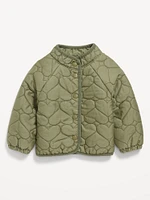 Mock-Neck Quilted Snap-Button Jacket for Baby