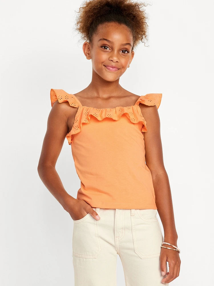 Fitted Ruffle-Trim Tank Top for Girls