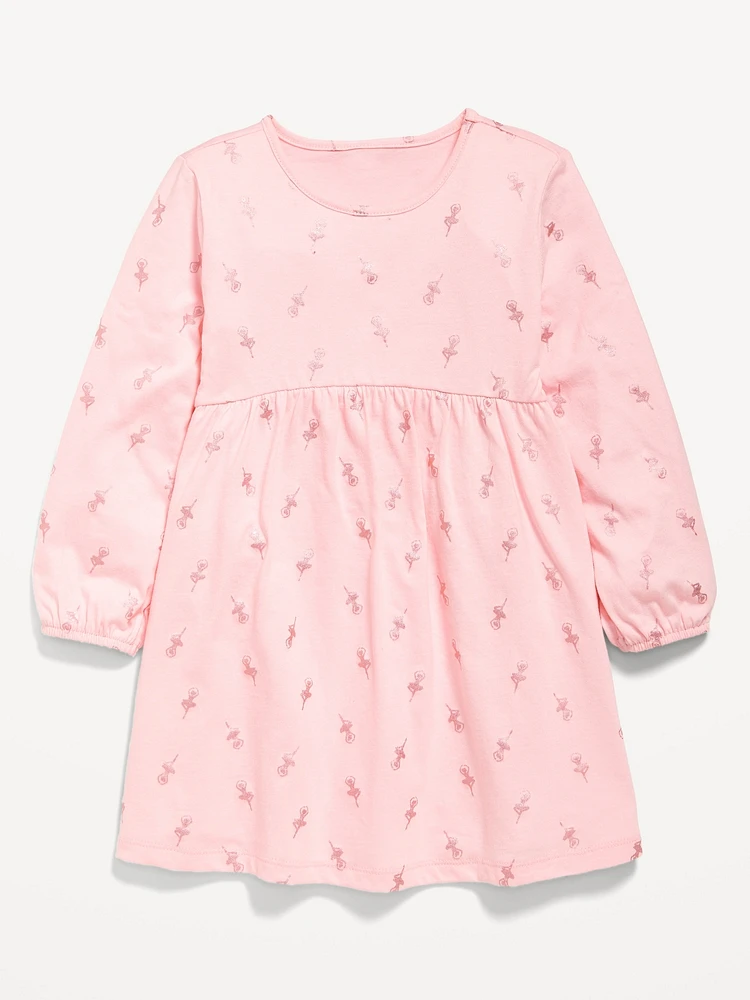 Printed Jersey-Knit Long-Sleeve Dress for Toddler Girls