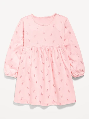 Printed Jersey-Knit Long-Sleeve Dress for Toddler Girls