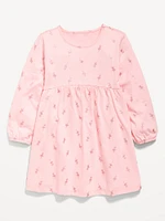 Printed Jersey-Knit Long-Sleeve Dress for Toddler Girls