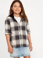 Long-Sleeve Hooded Flannel Shirt for Girls