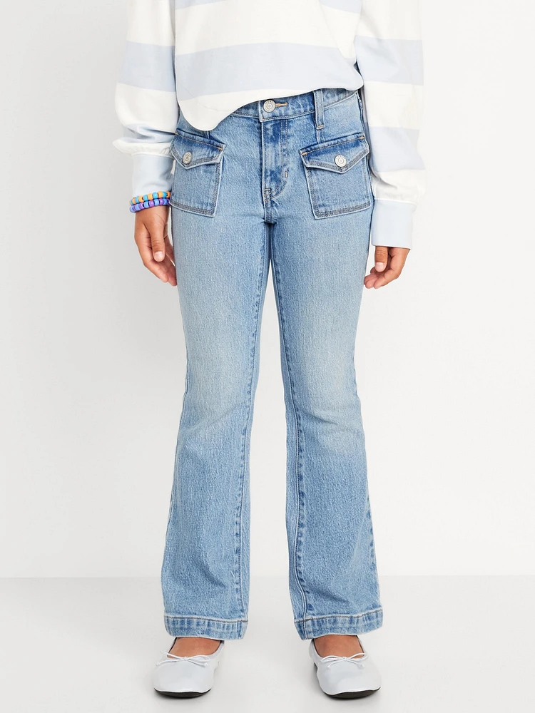 High-Waisted Utility Pocket Flare Jeans for Girls