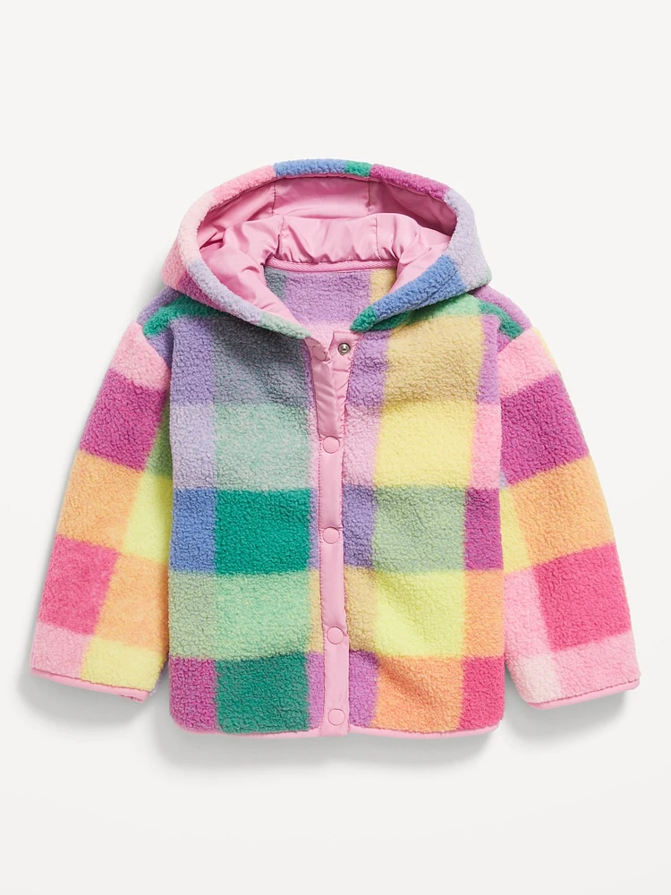 Oversized Printed Hooded Jacket for Toddler Girls