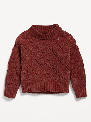 Crew-Neck Pointelle-Knit Sweater for Toddler Girls