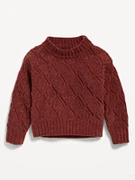 Crew-Neck Pointelle-Knit Sweater for Toddler Girls