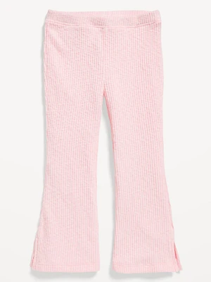 Textured Ribbed Side-Slit Flare Leggings for Toddler Girls