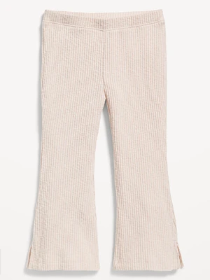 Textured Ribbed Side-Slit Flare Leggings for Toddler Girls