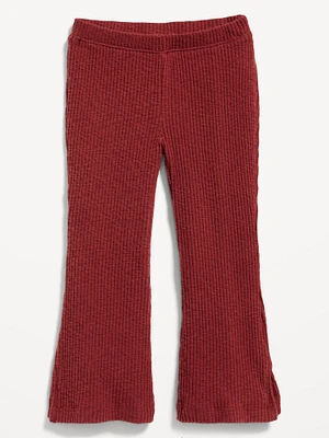 Textured Ribbed Side-Slit Flare Leggings for Toddler Girls