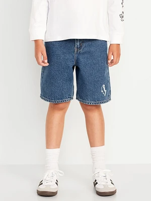 Knee Length Baggy Non-Stretch Jean Shorts for Boys