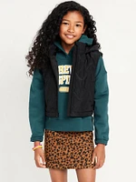 Water-Resistant Quilted Cropped Hooded Vest for Girls