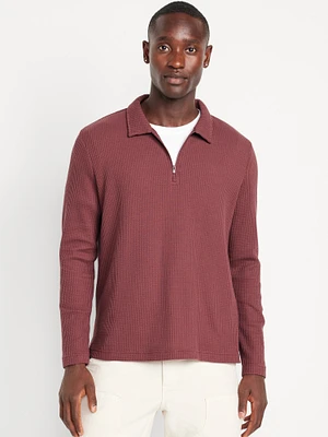 Quarter-Zip Waffle Polo Sweater