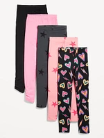 High-Waisted Side Ruched Leggings 5-Pack for Girls