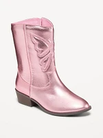 Metallic Embroidered Western Boots for Girls