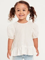 Short-Sleeve Textured Ruffle-Hem Top for Toddler Girls