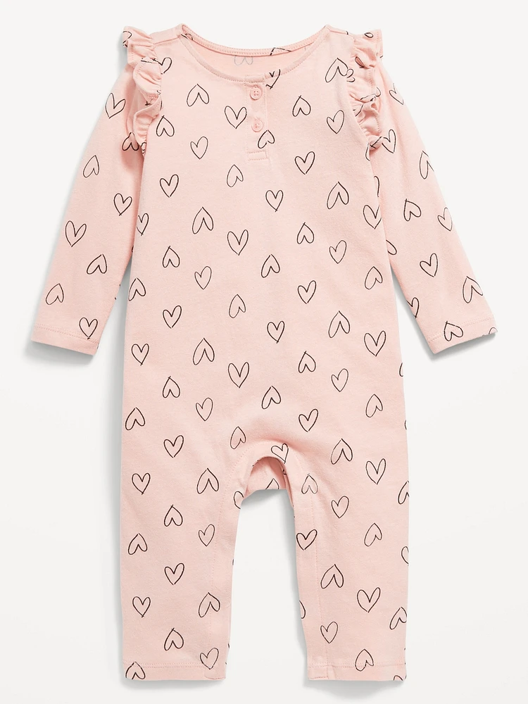 Printed Ruffle-Trim Jumpsuit for Baby