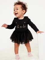 Long-Sleeve Graphic Bodysuit Tutu Dress for Baby