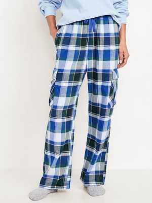 High-Waisted Flannel Cargo Pants