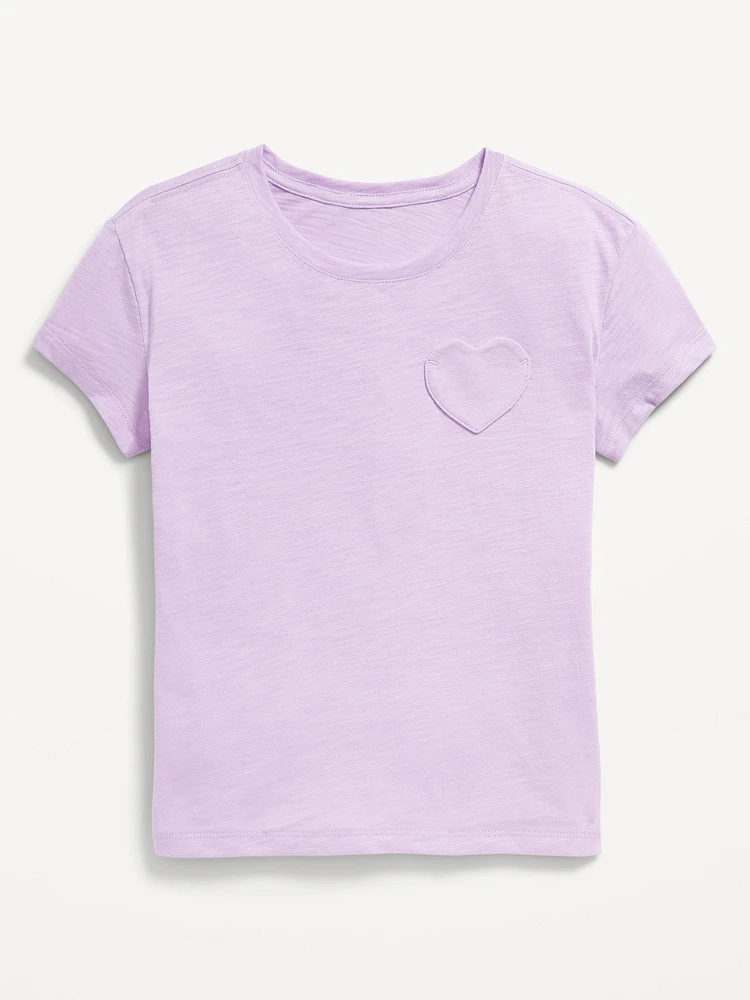 Softest Short-Sleeve Heart-Pocket T-Shirt for Girls