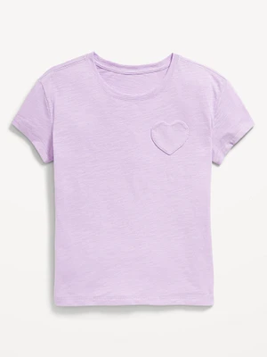 Softest Short-Sleeve Heart-Pocket T-Shirt for Girls