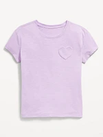 Softest Short-Sleeve Heart-Pocket T-Shirt for Girls