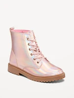 Shiny Faux-Leather Combat Boots for Girls