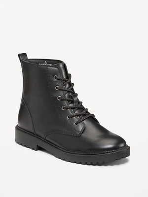 Shiny Faux-Leather Combat Boots for Girls