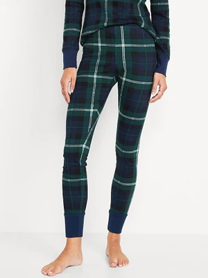 High-Waisted Printed Waffle Pajama Leggings