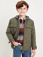 Quilted Hooded Shacket for Boys