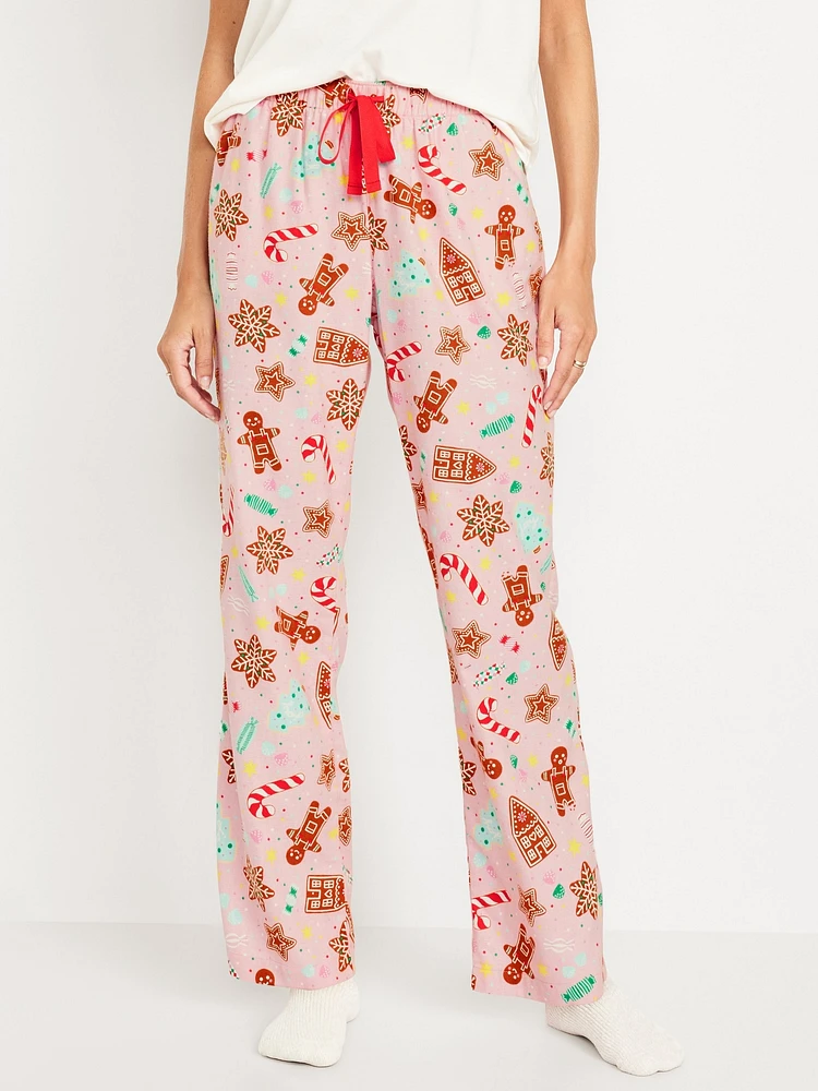 id-Rise Printed Flannel Pajama Pants