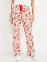 id-Rise Printed Flannel Pajama Pants