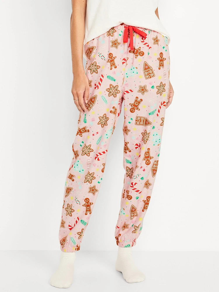 High-Waisted Flannel Pajama Joggers