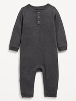 Long-Sleeve Jersey-Knit Henley One-Piece for Baby