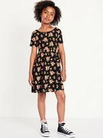 Printed Fit and Flare Dress for Girls