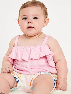 Off-The-Shoulder Ruffled Jacquard-Knit Top for Baby