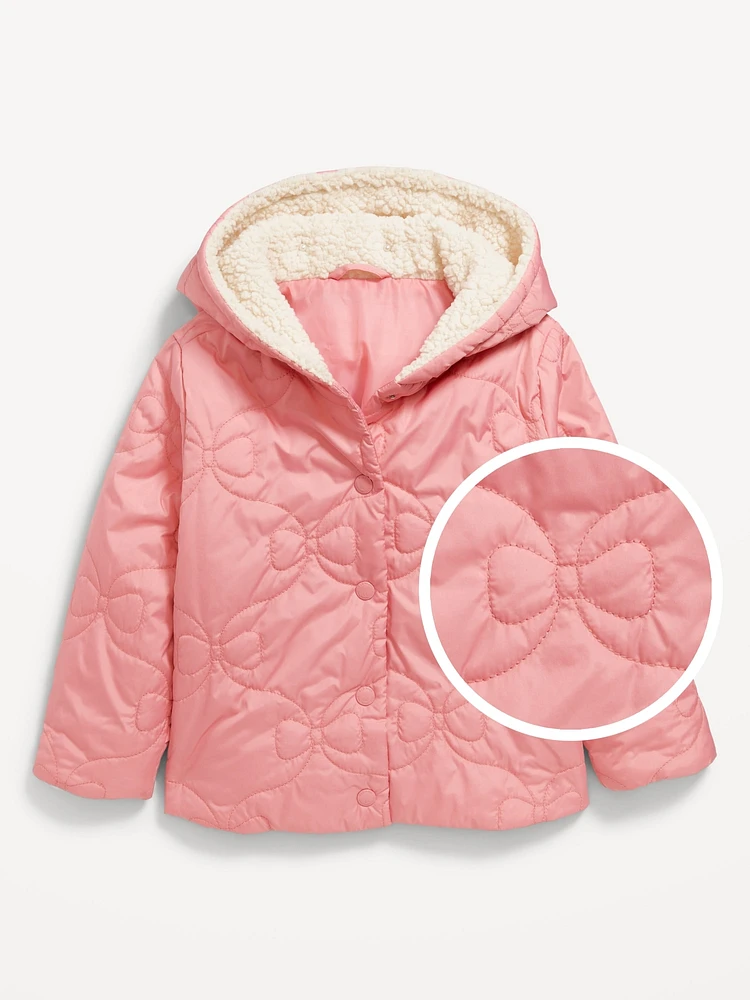 Quilted Sherpa-Trim Jacket for Toddler Girls