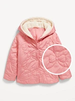 Quilted Sherpa-Trim Jacket for Toddler Girls