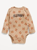 Unisex Long-Sleeve Printed Logo-Graphic Bodysuit for Baby