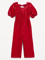 Velvet Back-Bow Jumpsuit for Toddler Girls