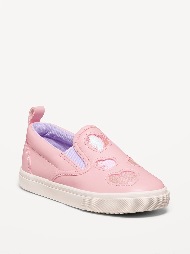 Faux-Leather Slip-On Sneakers for Toddler Girls