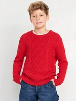 Crew-Neck Cable-Knit Sweater for Boys