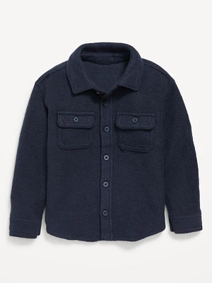 Cozy-Knit Buttoned Pocket Shirt for Toddler Boys