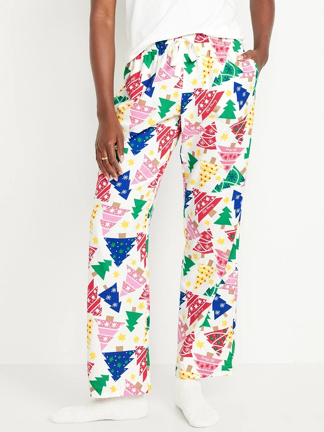 Mid-Rise Printed Flannel Pajama Pants