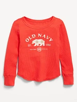 Long-Sleeve Logo-Graphic Thermal-Knit T-Shirt for Girls