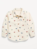 Printed Long-Sleeve Pocket Corduroy Shirt for Toddler Boys