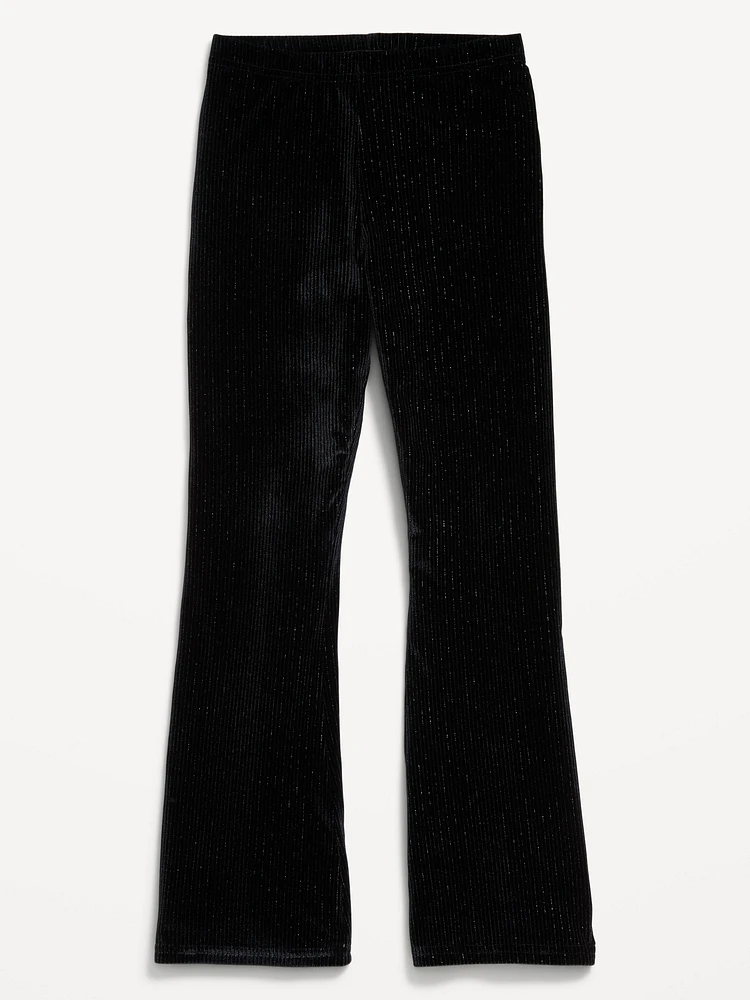 High-Waisted Ribbed Velvet Flared Leggings for Girls