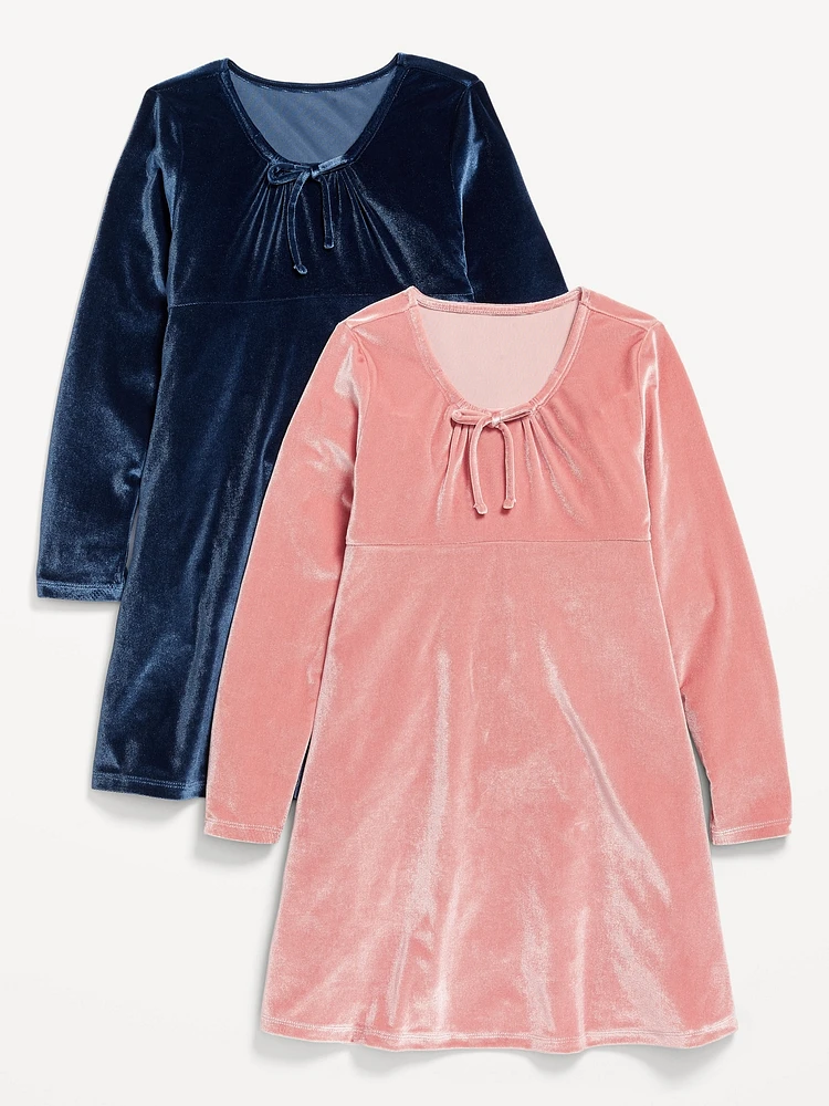 Long-Sleeve Velvet Dress 2-Pack for Girls