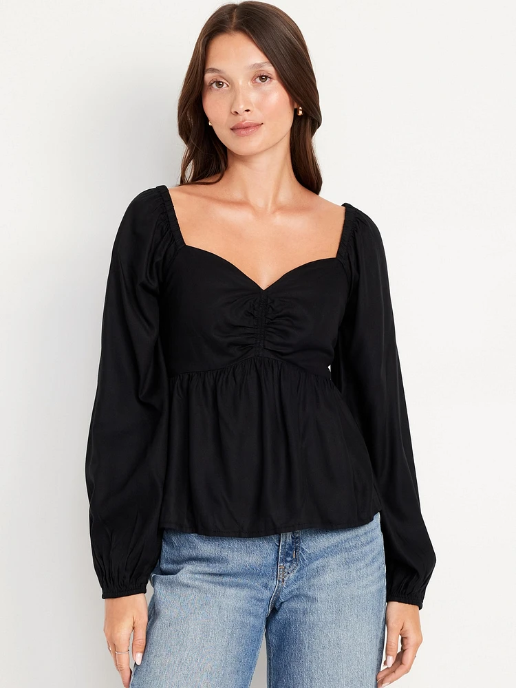 Shirred Crepe Top