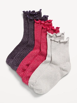 Ruffle-Cuff Quarter-Crew ocks 3-Pack for Girls